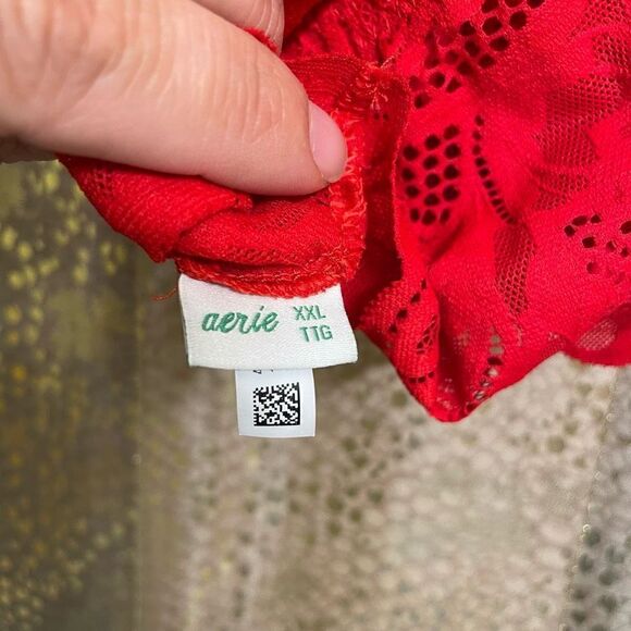 Aerie Lipstick Red Floral Lace Racerback Bralette XXL - Picture 5 of 6